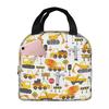 Cartoon Truck Car Tractor Excavator Pattern Insulated Lunch Bag for Women Children Leakproof Food Boxes Thermal Lunch Box Tote