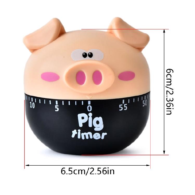 Pig Shaped Kitchen Mechanical Timer 60-Minute Countdown Reminder Easy to use