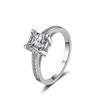 European and American Simple Four-claw Square Diamond-encrusted Zircon Princess Ring Jewelry Ring