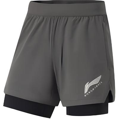 Li Ning Professional Basketball Series Sports Simple Comfortable Casual Shorts Men Shorts Road-Gray AKSU675-4