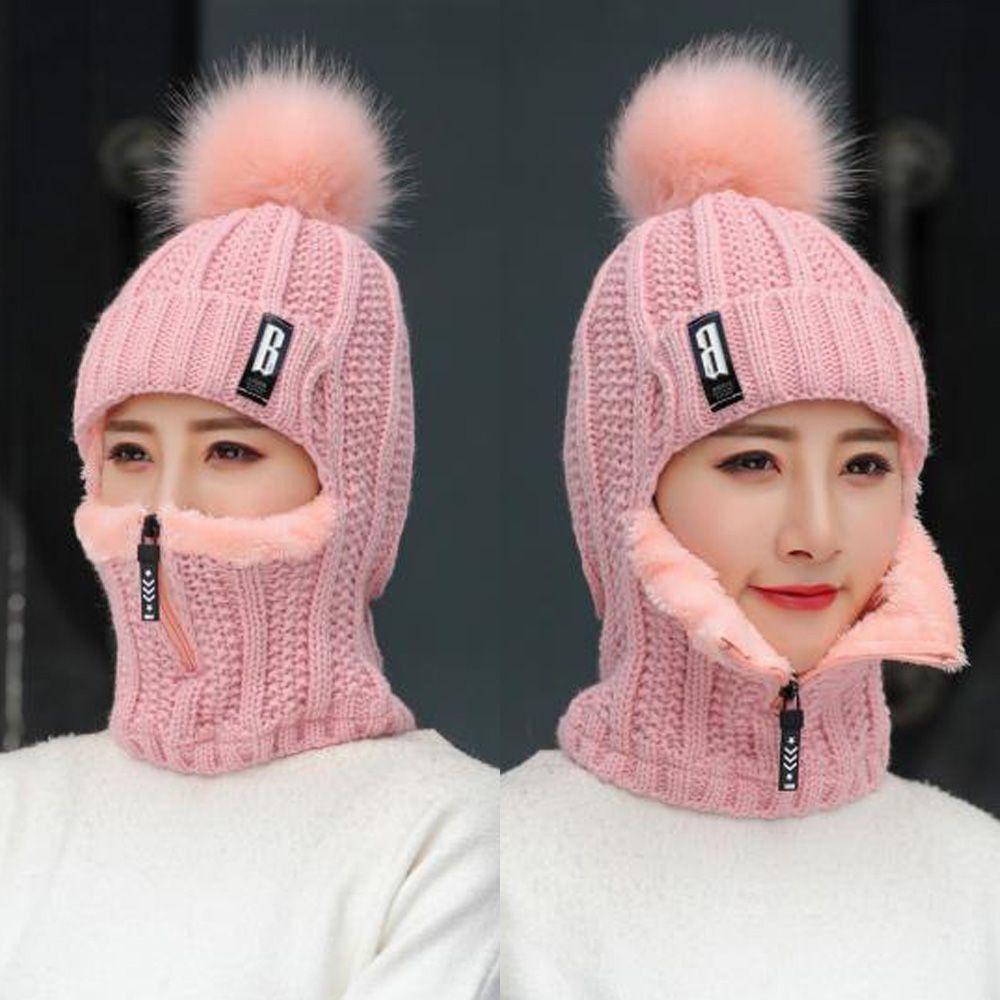 Neck Warmer Wool Knitted Hat Windproof Ear Protection Hat Winter Hat Scarf Set  Outdoor Cycling