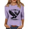 Women's Fashion Casual Three-Quarter Sleeve Printed  Neck T-Shirt Top