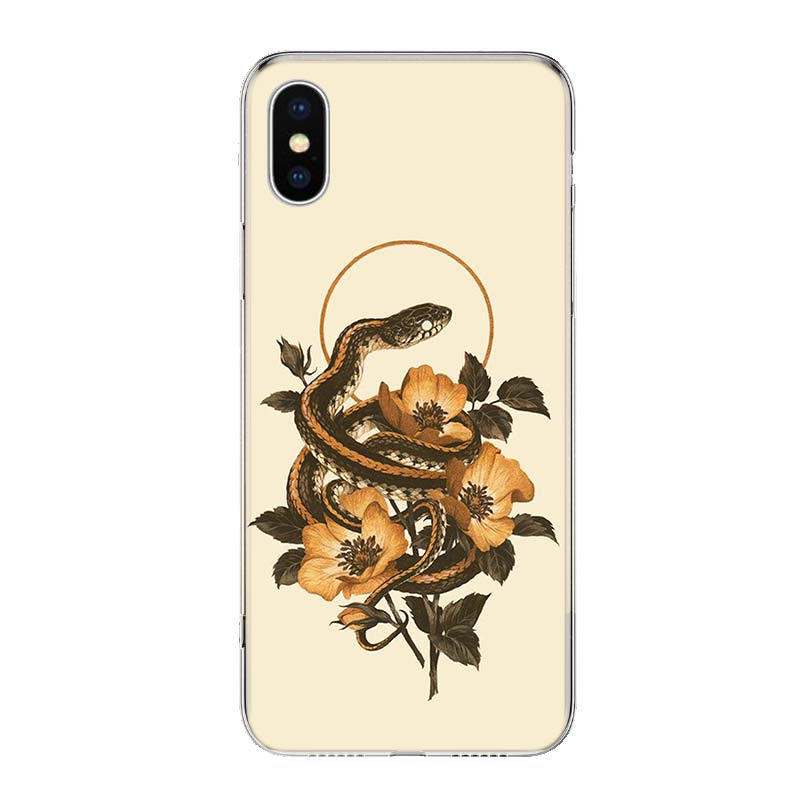 Animal The Snake and Fern Phone Case Cover For iPhone 11 12 13 Mini 14 15 Plus 16 Pro Max 17 Air 7 8 + SE Art Customized Fundas