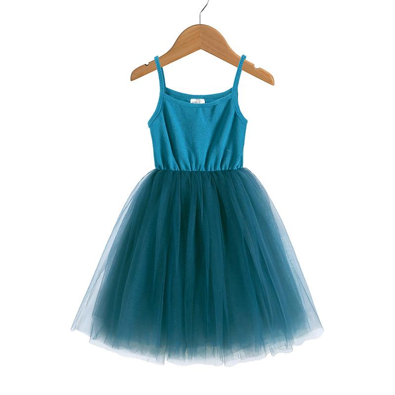Mädchen-Hosenträgerkleid, Rippennähte, Ballett-Tanzrock, Netzrock, Prinzessinnenrock, Tutu-Rock