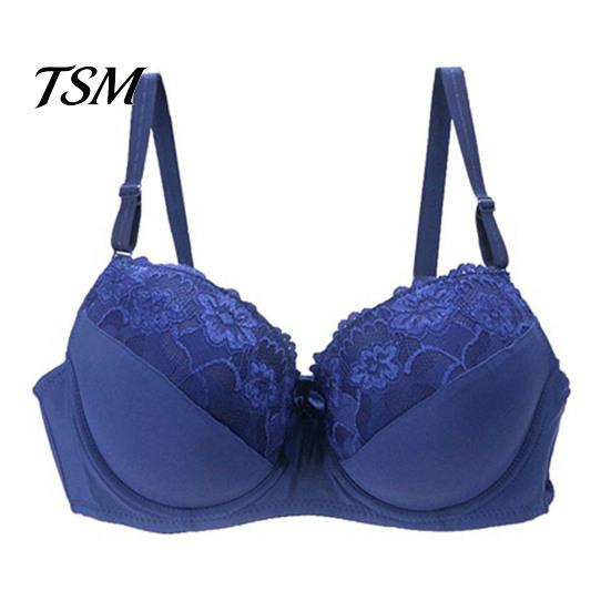 Thin Mold Cup Bra Women's Plus Size Push Up Sexy Floral Lace Full Gathering Effect Coverage Underwired Padded Supportive Everyday for Heavy