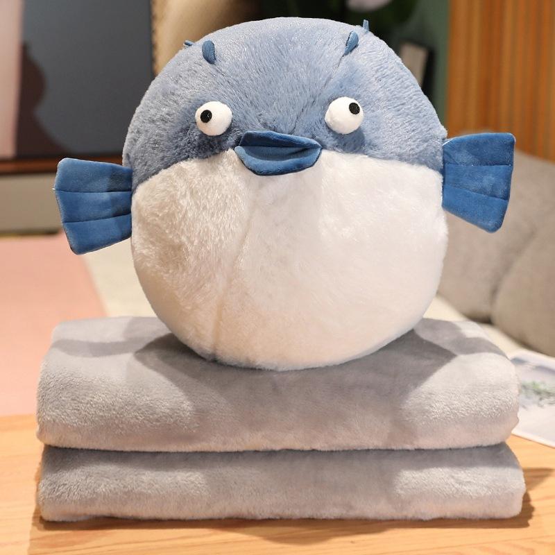 Cute Chubby Little Crocodile Throw Pillow Plush Toy Doll Puffer Fish Doll Home Pillow Cushion Nap Cover Blanket
