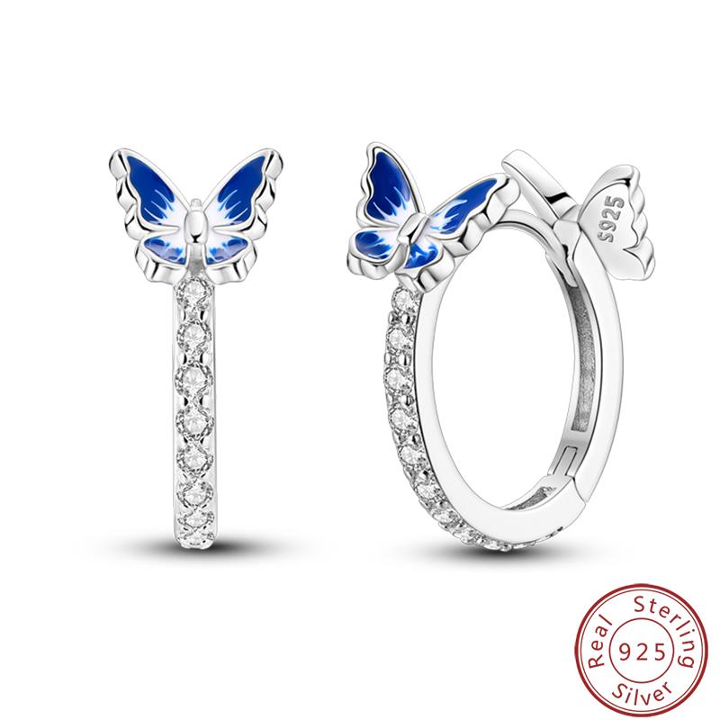 Pendientes de Plata de Ley 925 para Mujer con Diseño de Mariquita, Mariposa, Libélula y Flor de Iris Adecuados para Bodas y Fiestas Joyería Exquisita