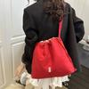 Cloth Drawstring Bucket Bag Retro Tote Bag Portable Denim Canvas Bag  Women