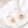 Rare Orange Copper Turquoise Gemstone 925 Stamped Silver Designer Earrings 1.68" CE-15-45
