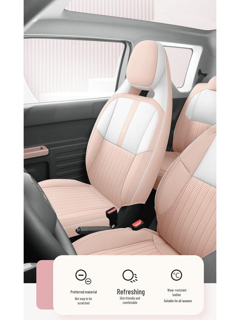 2023 Cute Panda Mini Car Seat Cushion – 120km Model, Full Surround Cartoon Leather Cover