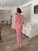 Guofeng 9733 New Chinese Style Floral Mesh Qipao Dress