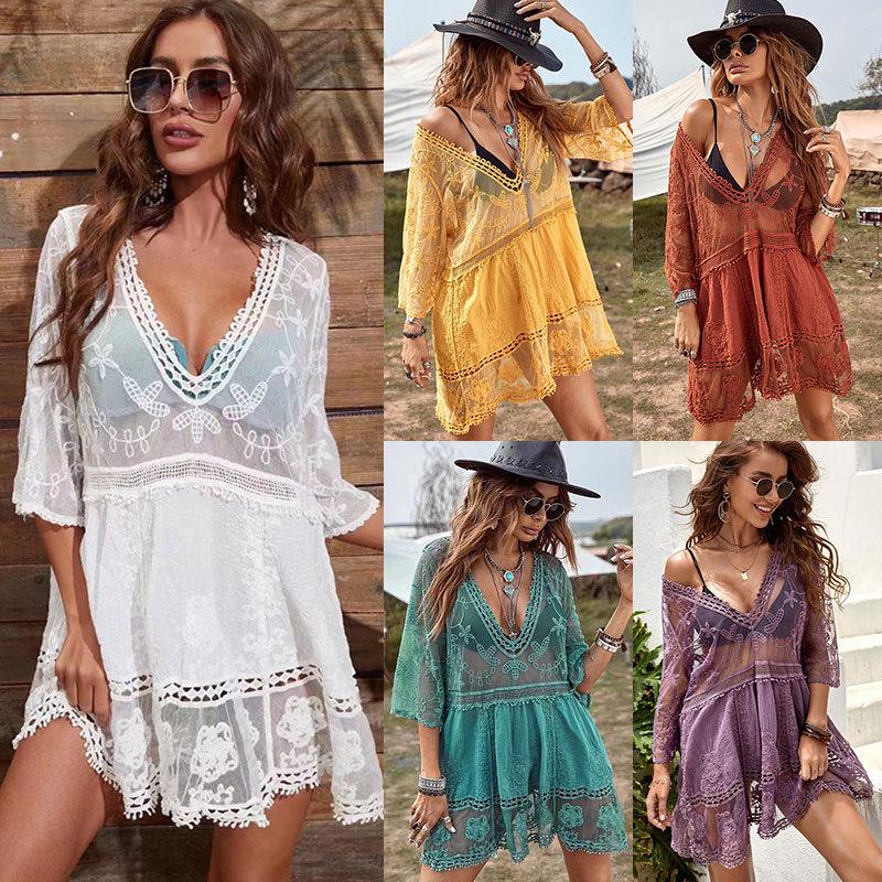 European & American Cotton Hoodie Beach Cover-Up: Women's Bikini, Skirt, Swimsuit, and Sun Protection Dress for Seaside Vacations