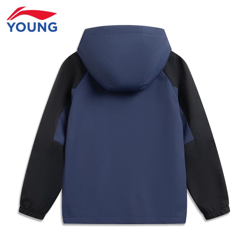 Li-Ning Kids' Hooded Fleece-Lined Water-Resistant Softshell Sports Jacket