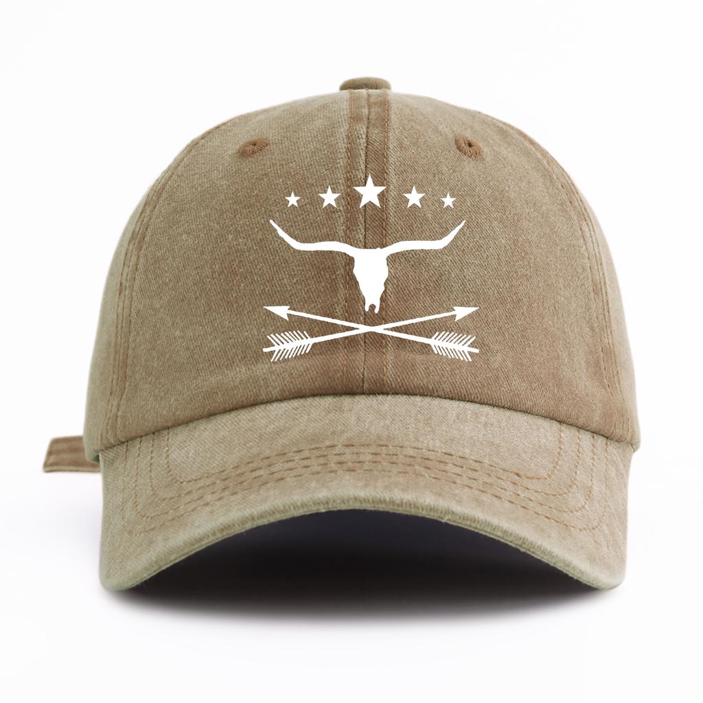 Pc Bull Print Washed Baseball Cap for AdultsMinimalist Retro Style Casual Soft Adjustable Dad Hat Perfect As Gift
