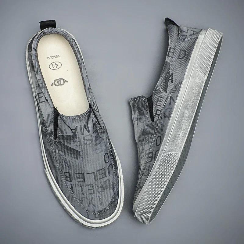 Herren Slipper Aus Canvas Einfarbige Freizeitschuhe Sneakers_voghion.com