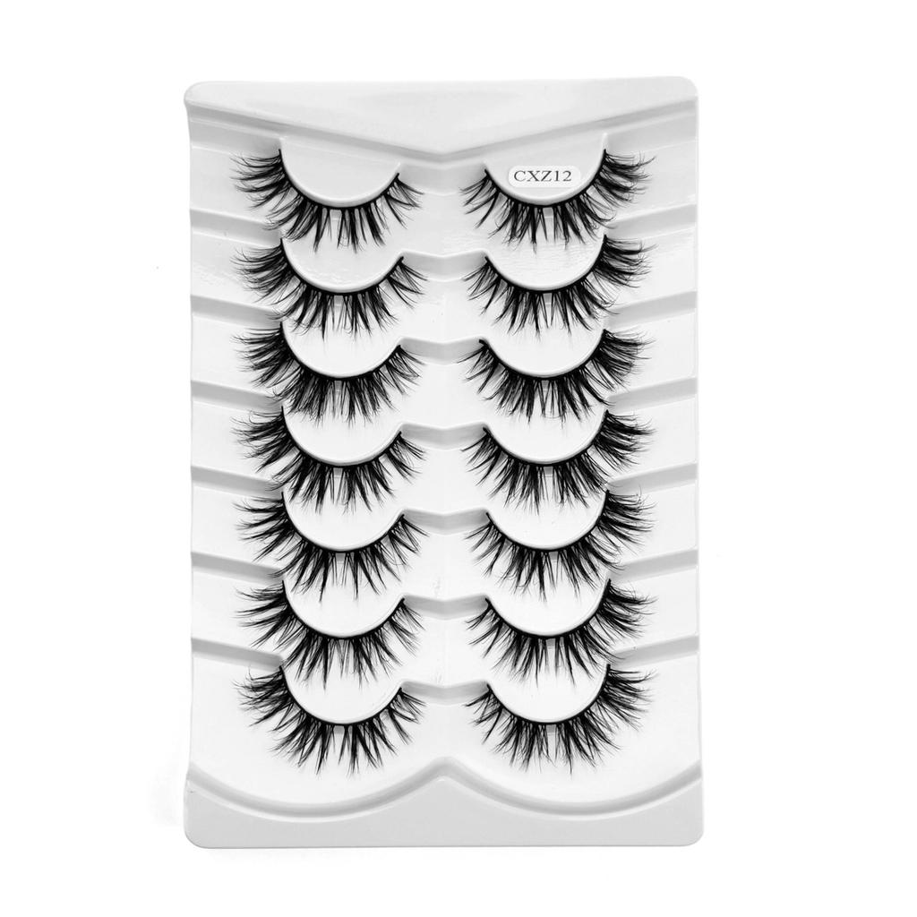 Xiaomi HBZGTLAD 3D Natural Cat Eye Fluffy Soft Cross 7 Pairs of Comic Eyelashes Wispy Natural Eyelash Extension Eyelashes