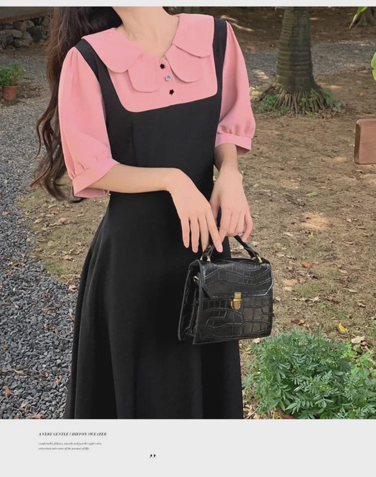Trendy Doll Collar Lace Slim Dress - Summer French Tea Break