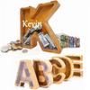Creative Wooden Piggy Bank Twenty-Six Letter Coin Money Saving Box Storage Customized Name Wood DIY Letter Kids Money Bank Gift