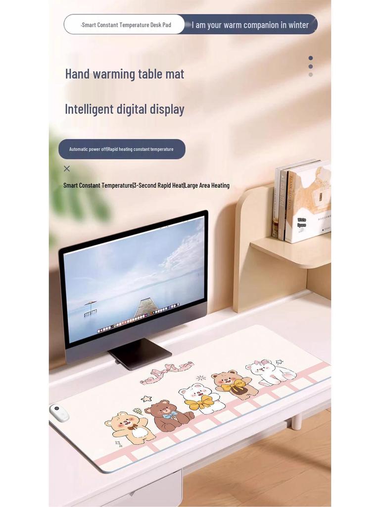 Smart Heated Desk Mat: Large Thickened Mouse Pad with Constant Temperature, Timer, and Touch Switch for Office Use