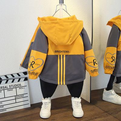 Frühling Herbst Jungen Mädchen Kapuzenjacke Kinder Buchstaben Farbblock Reißverschluss Windjacke Mantel Lässige Kinderbekleidung Oberbekleidung