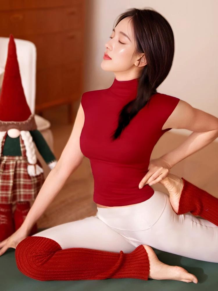 

Женский высококачественный красный топ без рукавов для занятий йогой и пилатесом M (100-110 cm)