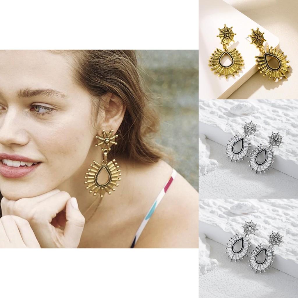 Trendy European American Style Simple Versatile Fan Shaped Drop Earrings