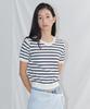 CITYBREEZE Cotton Blend Striped Round Neck Short Sleeve Knit_4 Colors