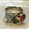 Vintage Ethnic Style Red Crystal Rings for Women Antique CopperColor Twig Texture Creative Party Jewelry Accessories
