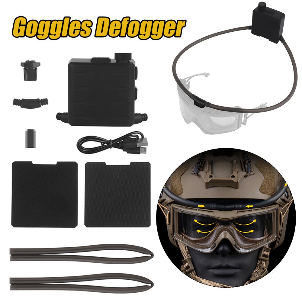 Tactical Goggles Defogger TYPE-C Adjustable Wind Speed Safety Goggles Outdoor Shooting Hiking Glasses Defogging Fan Anti Fog Kit