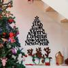 1pc Merry Christmas & Happy New Year Metal Wall Decor - Heavy-Duty Cast Iron Holiday Decoration with Christmas Tree Design