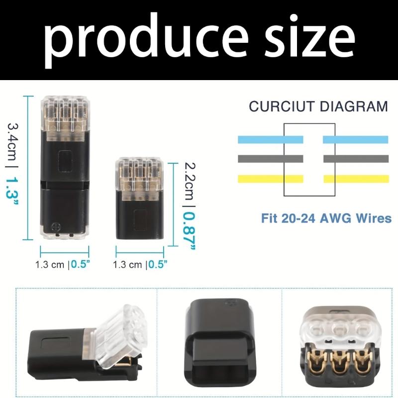 Universal Wiring Splicing Conectors Wire Connect Terminals Connectors 3Pin Bidirectional Pluging Cable Buckle
