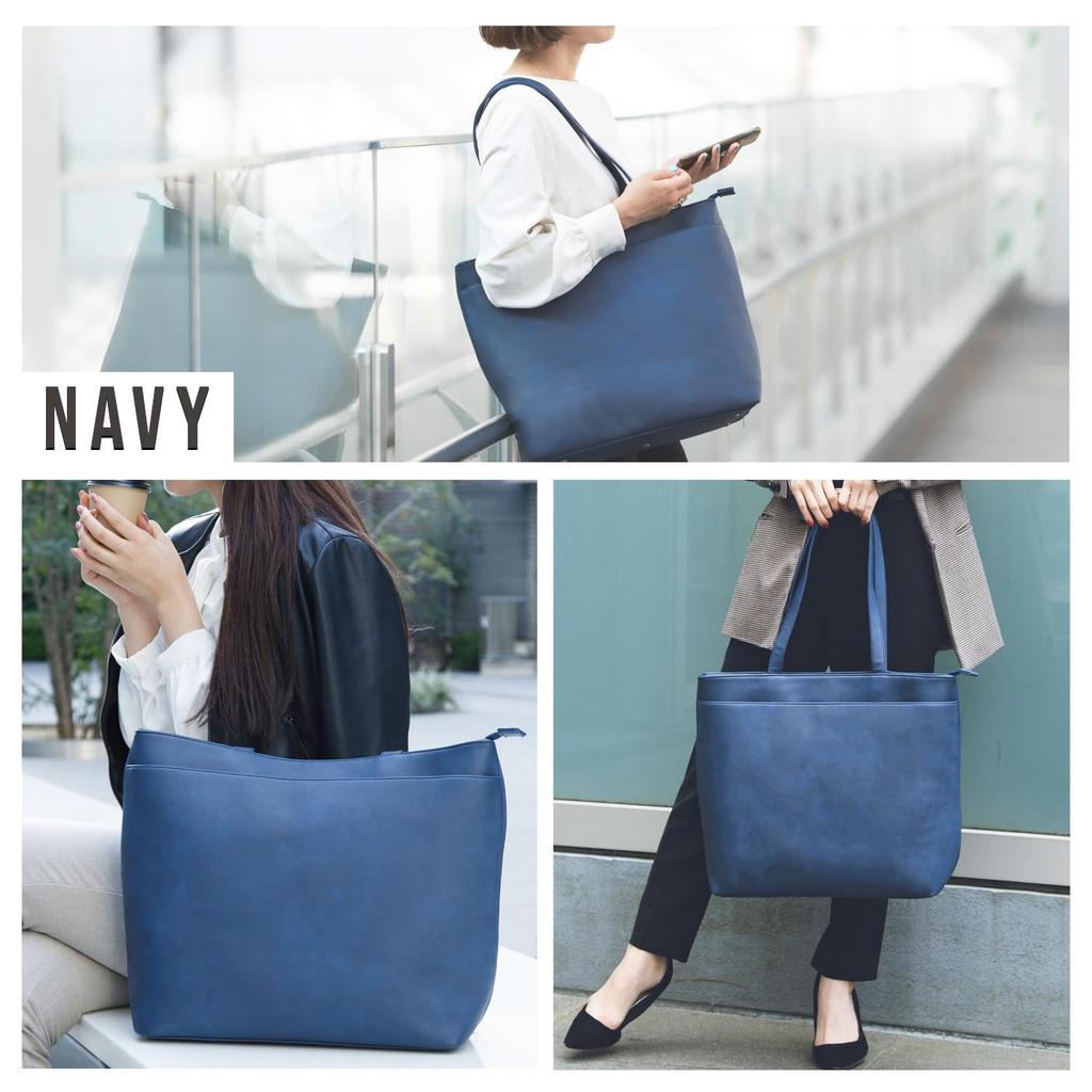 RATOM Large Capacity Tote Bag Work or Casual Women's (For Use, Freestanding) (Navy)