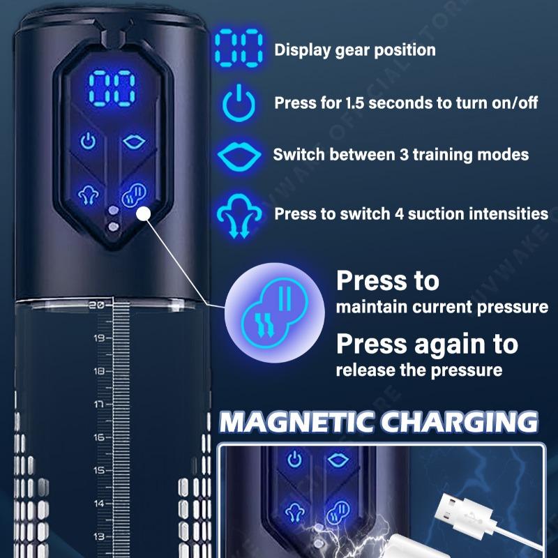 IPX7 Vodotěsná elektrická pumpa na penis pro zvětšení Man Vakuová pumpa Rozšíření Prodloužená pumpa 4 úrovně sání