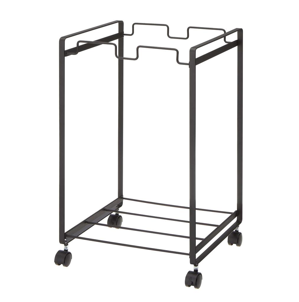 Yamazaki Industries 2-Compartment Dust Cart, Black, Approx. W34.5 x D30 x H53cm, Tower Type, 2275
