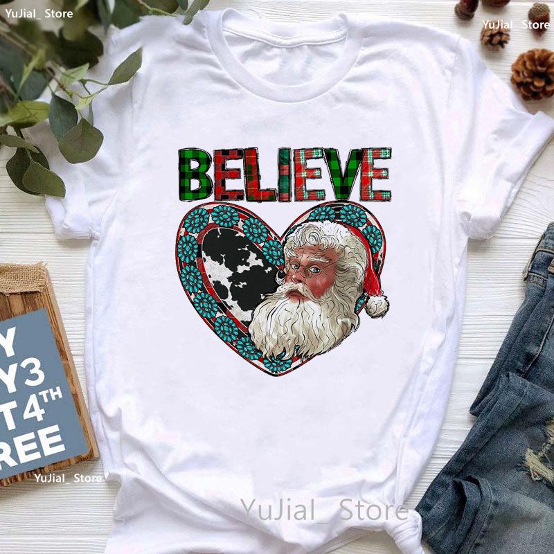 Santa Claus Riding A Dolphin Print Tshirt for Girls White Casual Christmas Gift Tshirt Fashionable Shortsleeved Tshirt Women