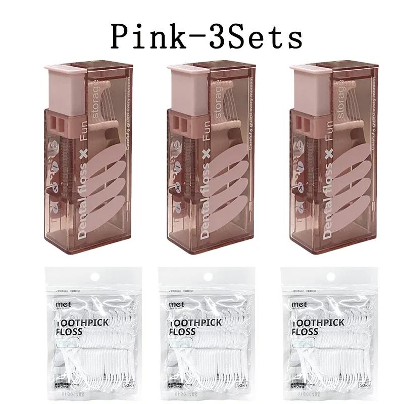 1-10Sets Portable Floss Holder Automatic Ejectable Includes 10Pcs Floss Organizer Press-on Carry-on Disposable Flossing Sticks
