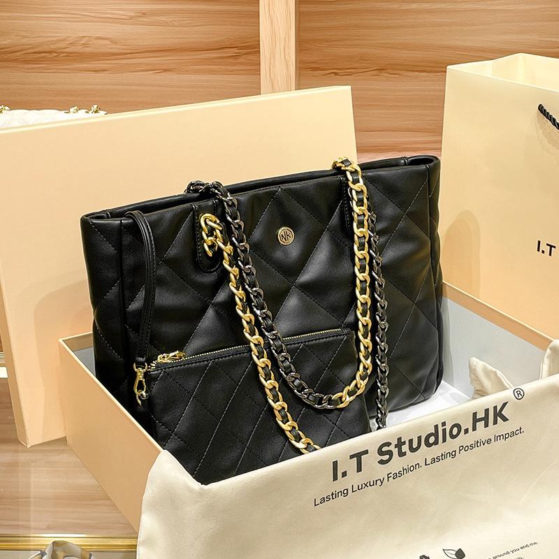 

Женская сумка с бриллиантовой цепочкой, сумка-тоут, женская большая вместительная сумка на плечо, новинка 2023 года, осень и зима