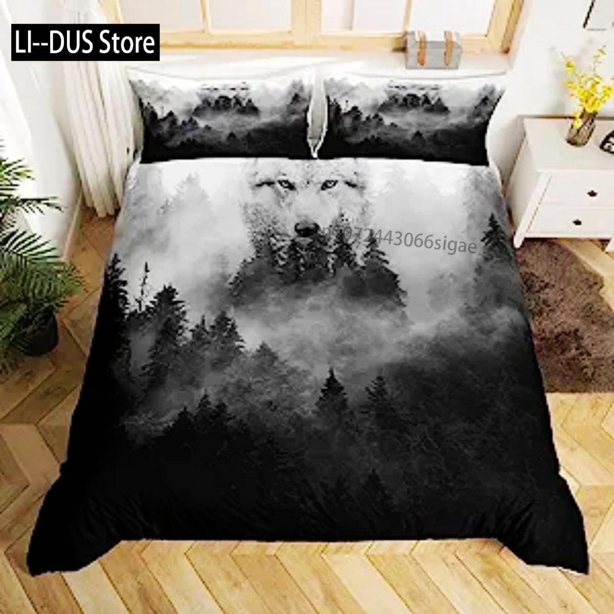 

Comforter Black White Wolf Animal 3D Bedding Set For Adult Kids Bedroom Decorations Soft Microfiber Exotic Style Comforter Comforter (quilt)-EU Single(135*200cm)3pcs