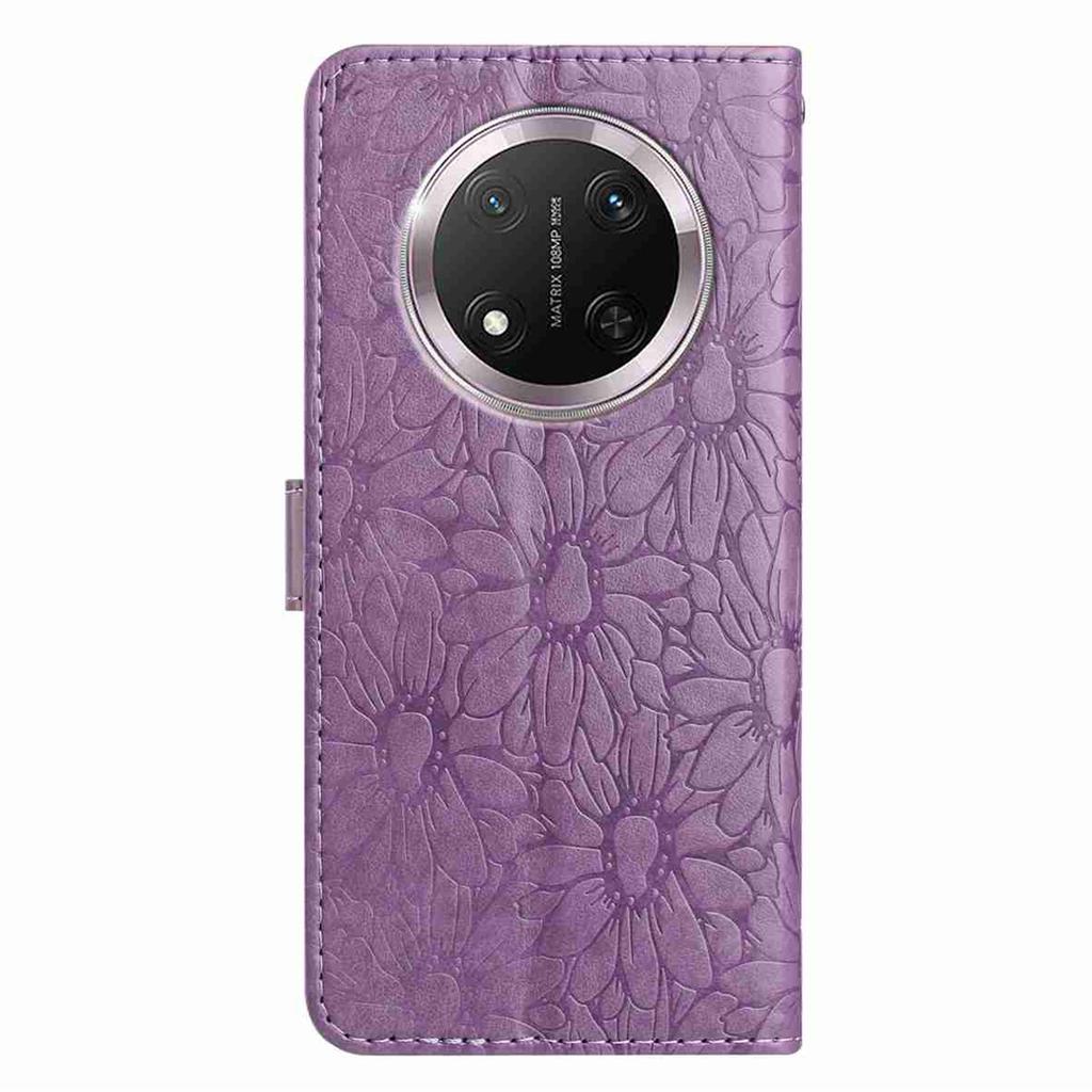 For Honor X9c 5G Leather Case Daisy Imprint Wallet Stand Phone Protective Cover