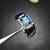 Blue Topaz Emerald Cut Gemstone With 925 Sterling Silver Ring For Men's #35 JL375718203675