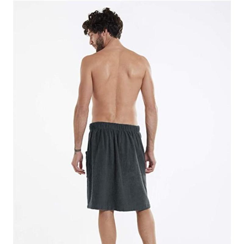 Mens Solid Wearable Bath Towel Robe With Convenient Pockets  Fastening For Bathroom Shower Spa And Beach Outings