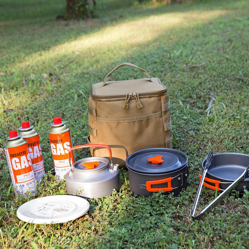Camping Storage Pouch Picnic Basket Spacious Outdoor Use Camping Lamps Gas Stove Gas Canister Pot Carry Pouch Storage Picnic Pouch