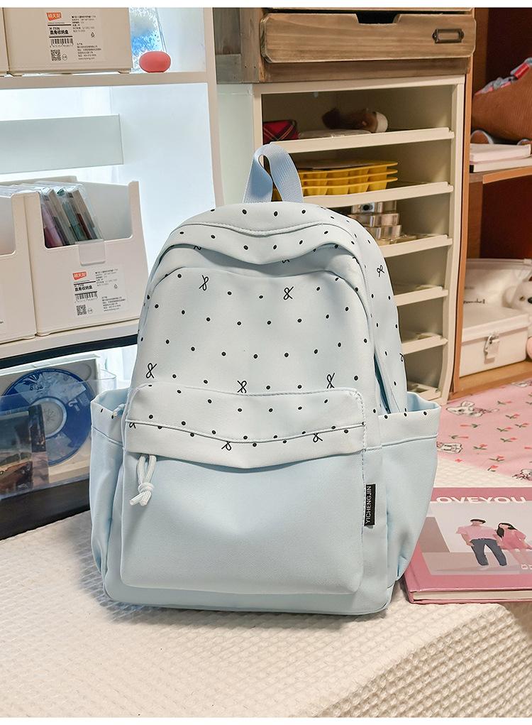 Schoolbag girly heart atmosphere polka dot bow versatile high value backpack female student schoolbag commuting simple backpack