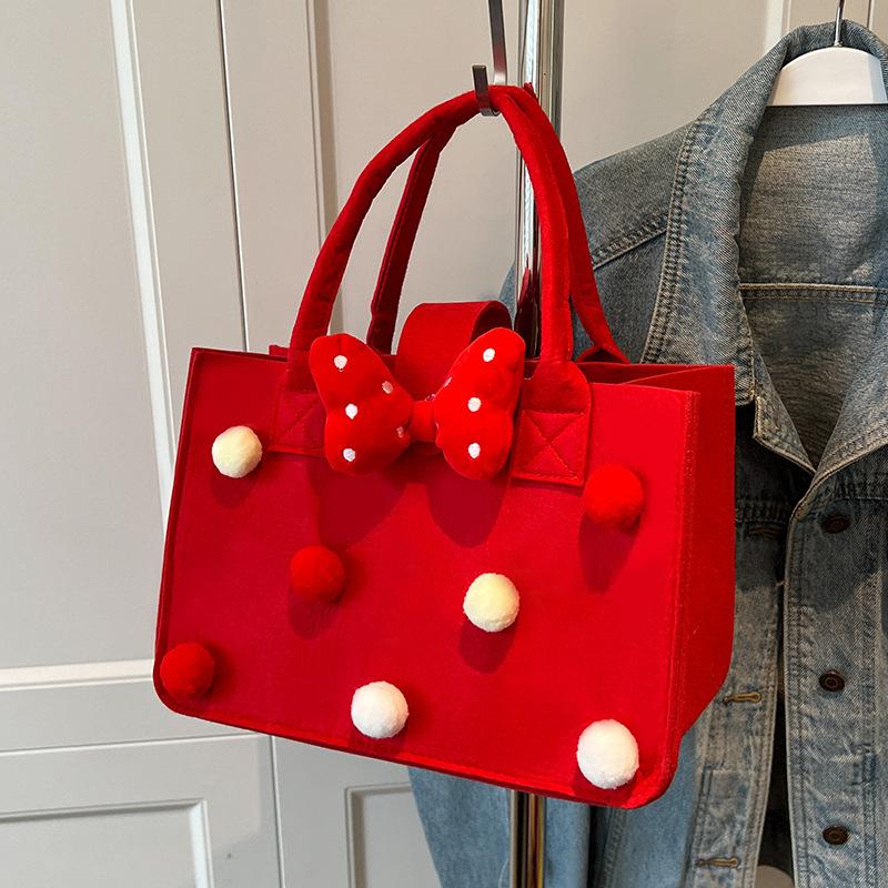 

Войлочная сумка для женщин Милая мультяшная Большая вместимость Универсальная студенческая сумка для занятий для ланч-бокса