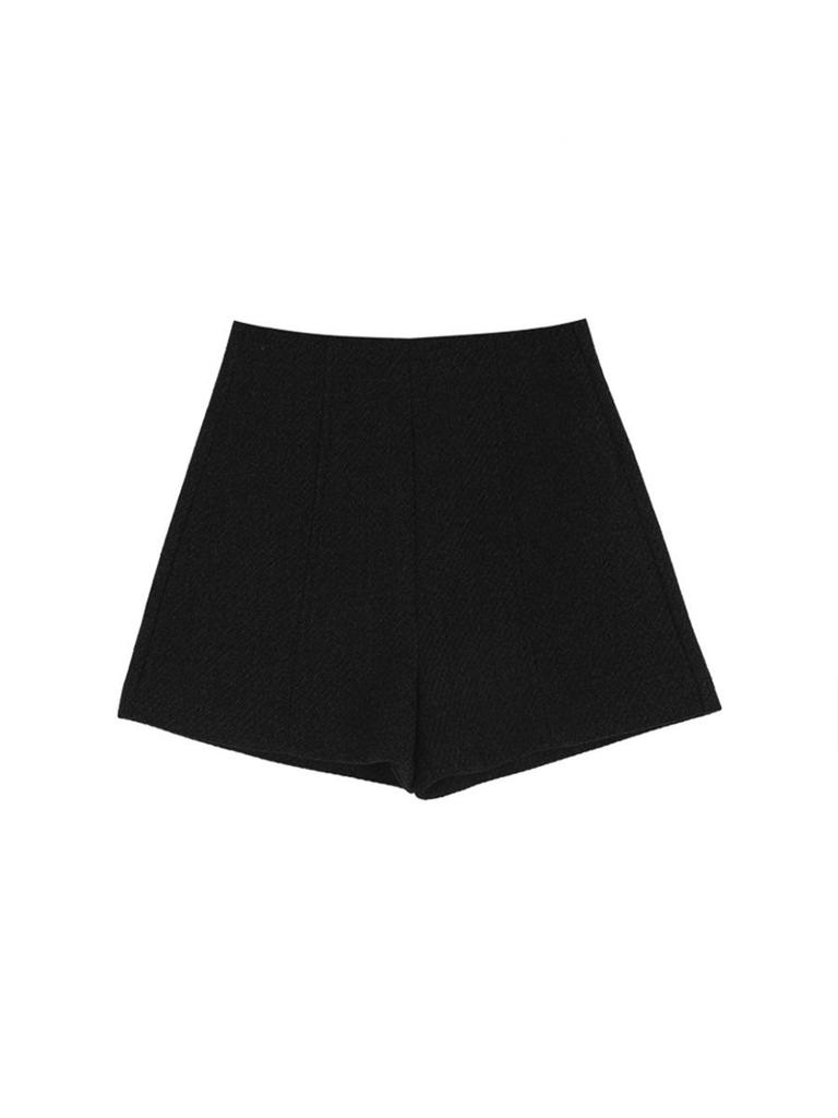Solid Color High Waist Thickened A-line Wide Leg Winter Shorts - Korean Style Casual Pants for Women