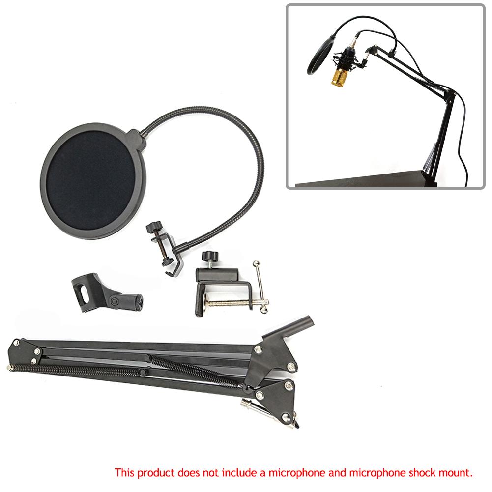 NB35 Microphone Suspension Boom Scissor Arm Stand with Mic Clip Holder Filter Windscreen Mask Shield with Stand Clip Kit