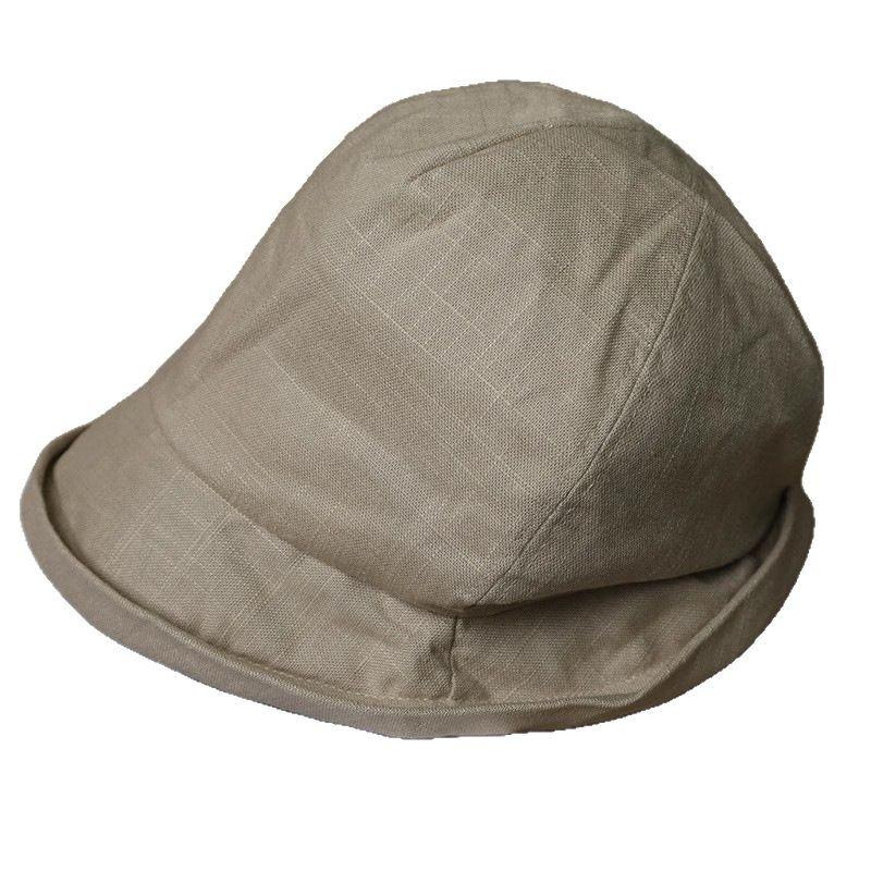 Cotton and linen pleated bucket hat lazy wind small brim summer breathable linen basin hat, wrap head, ladies