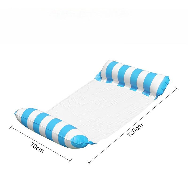 1pc Inflatable Pool Hammock Chair Bed - Portable Foldable Recliner with Air Pump, Two-Tube Striped Floating Lounger for Adults