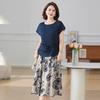 Summer 2025 Mom's Short-Sleeve T-shirt & Skirt Set for Middle-Aged Women