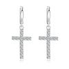 OUGEPHELI Damen 925 Silber Runder Brillantschliff Moissanit Hip Hop Kreuz Hängende Huggie Creolen